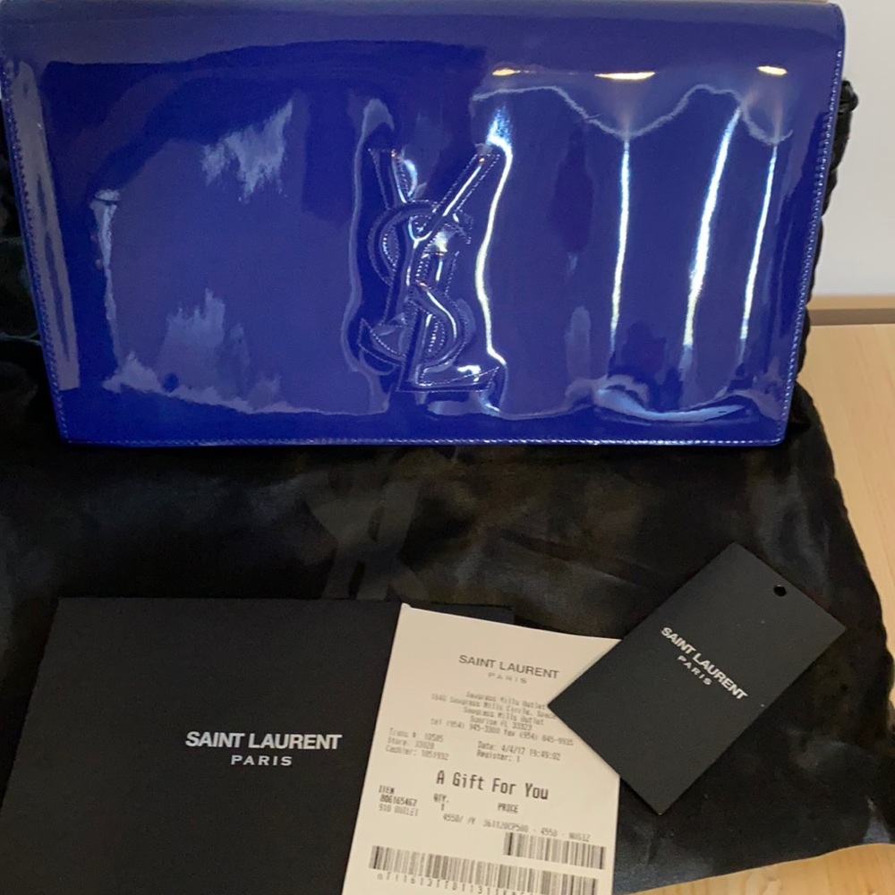 Ysl vernice bleu royal clutch